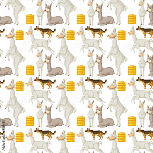 Funny alpaca on white background seamless