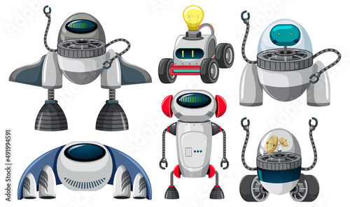 Set of spaceship objects and ufo