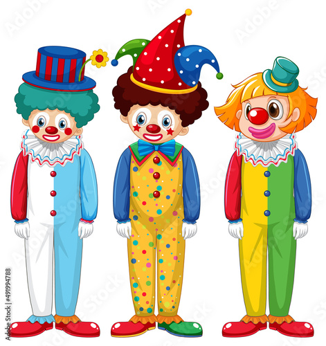 Set of clown cartoon character