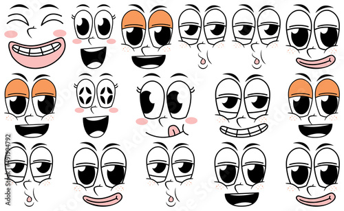 Set of facial expression on white background