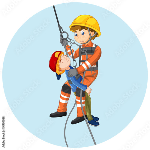 Rescue using sling with boy in circle template