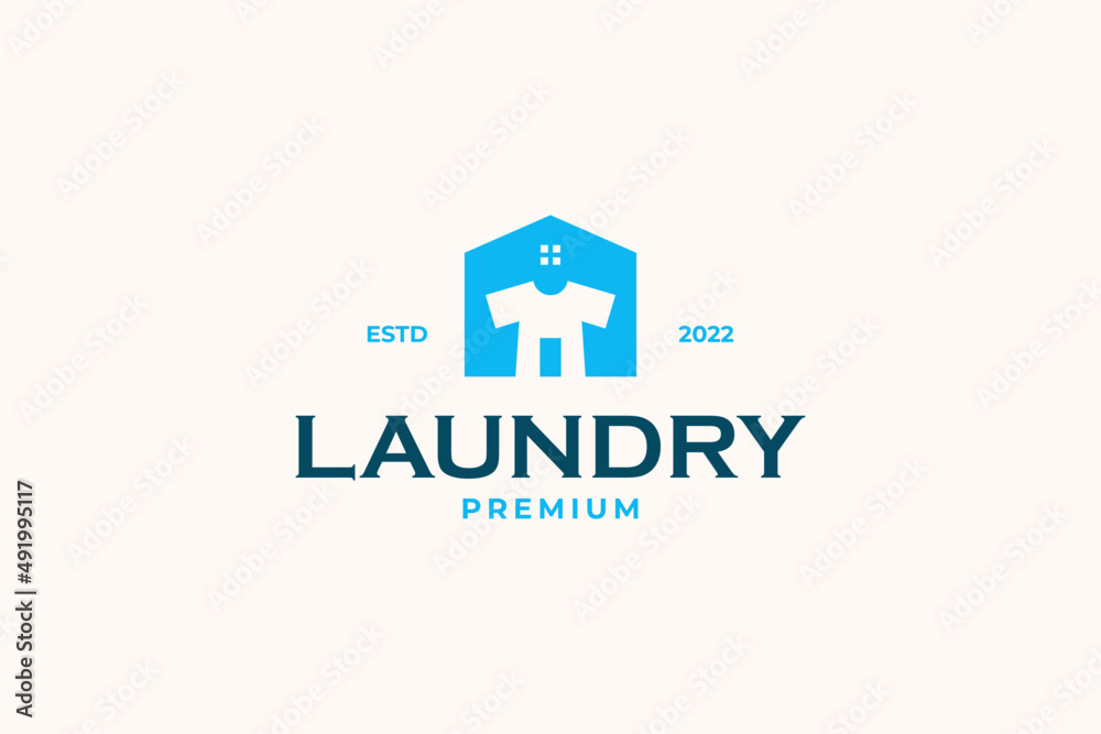 Laundry service logo with shirt icon design