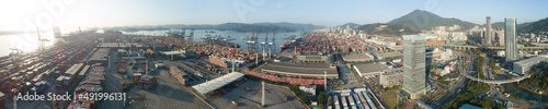 Photography Aerial view of landscape in Yantian port, shenzhen city, China