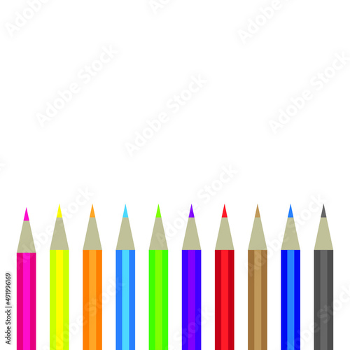 Colorful pencil set collection on black background with space for text. Vector illustration.
