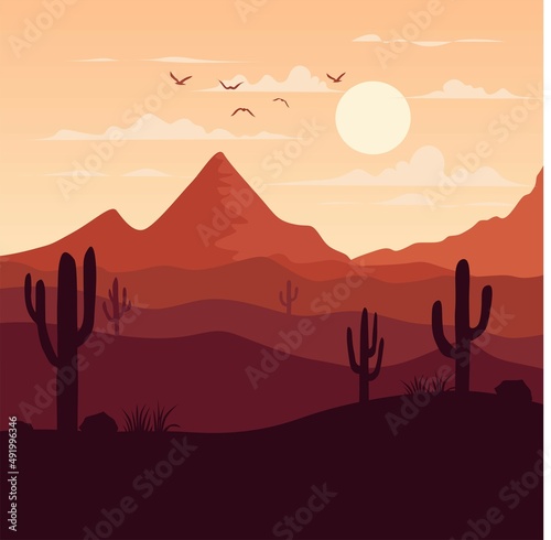 sunset in desert