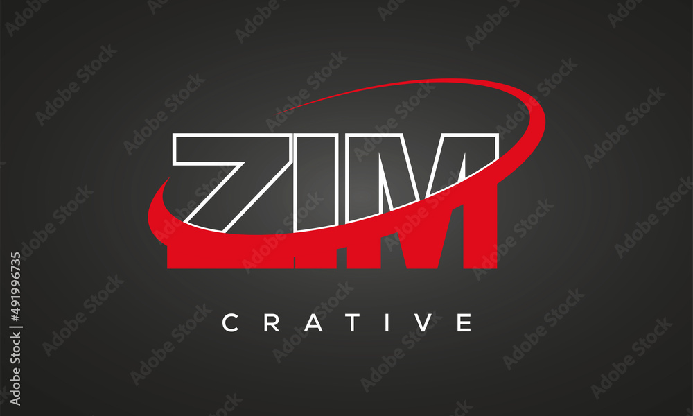 ZIM creative letters logo with 360 symbol vector art template design - obrazy, fototapety, plakaty 