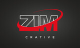 ZIM creative letters logo with 360 symbol vector art template design