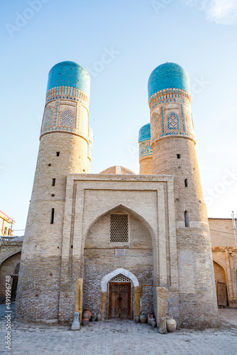 Exterior of the Chor Minor Madrassah in Bukhara, Uzbekistan, Central Asia