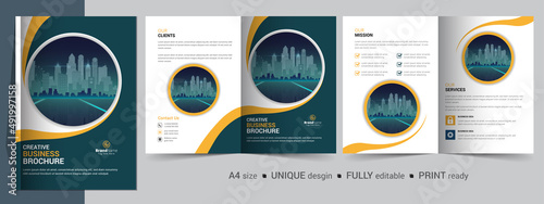 Bifold Brochure Design Template for Your Company, Corporate, Business, Advertising, Marketing, Agency, and Internet Business.