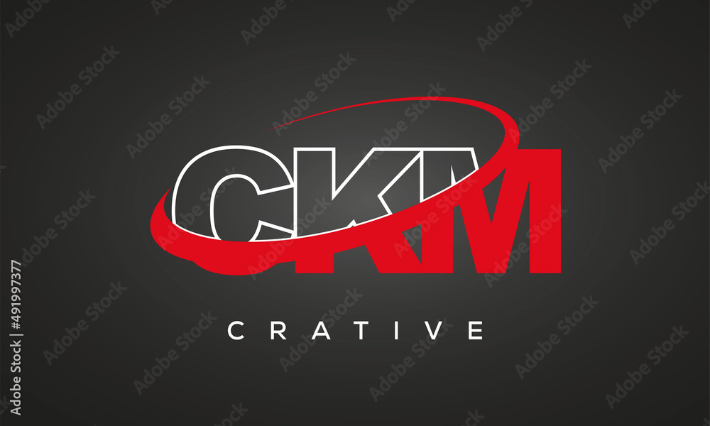 CKM creative letters logo with 360 symbol vector art template design