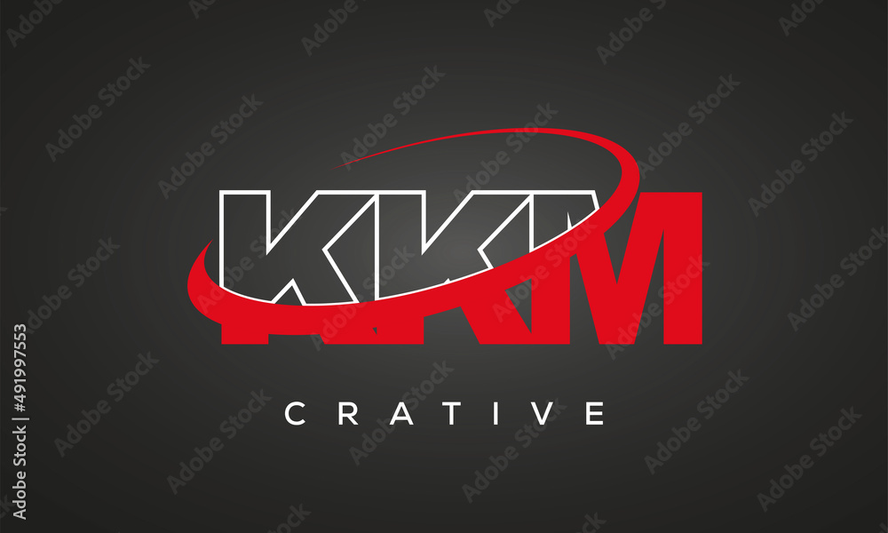 KKM creative letters logo with 360 symbol vector art template design
