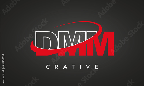 DMM creative letters logo with 360 symbol vector art template design
