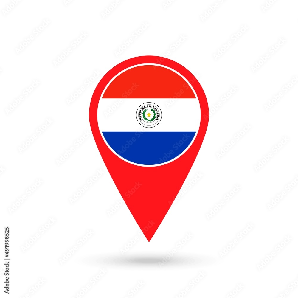Map pointer with contry Paraguay. Paraguay flag. Vector illustration. Map pointer with contry Paraguay. Paraguay flag. Vector illustration.