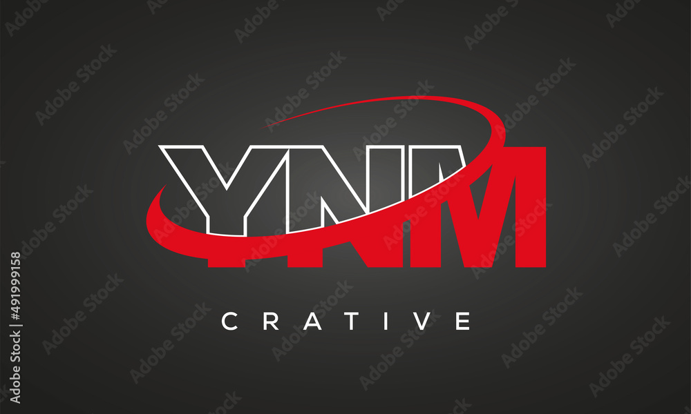 YNM creative letters logo with 360 symbol vector art template design