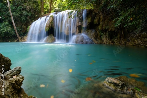 Fototapeta Naklejka Na Ścianę i Meble -  Erawan Waterfall, Kanchanaburi Province, Thailand