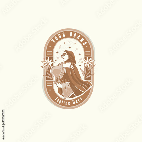 women fashion hi jab muslim mascot logo