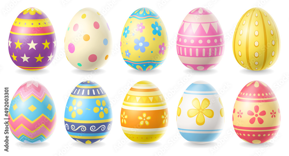 Happy Easter Day colorful egg collection isolated on white background Happy Easter Day colorful egg collection isolated on white background