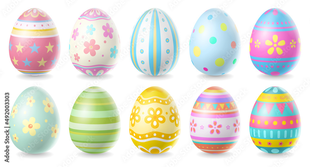 Happy Easter Day colorful egg collection isolated on white background Happy Easter Day colorful egg collection isolated on white background