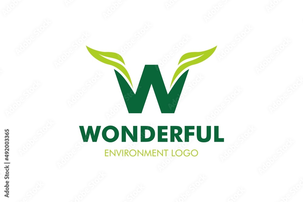 Fototapeta premium Letter W Leaf Logo : Suitable for Agriculture Theme, Environment Theme, Initial Theme, Infographics and Other Graphic Related Assets.