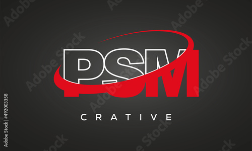 PSM creative letters logo with 360 symbol vector art template design	 photo