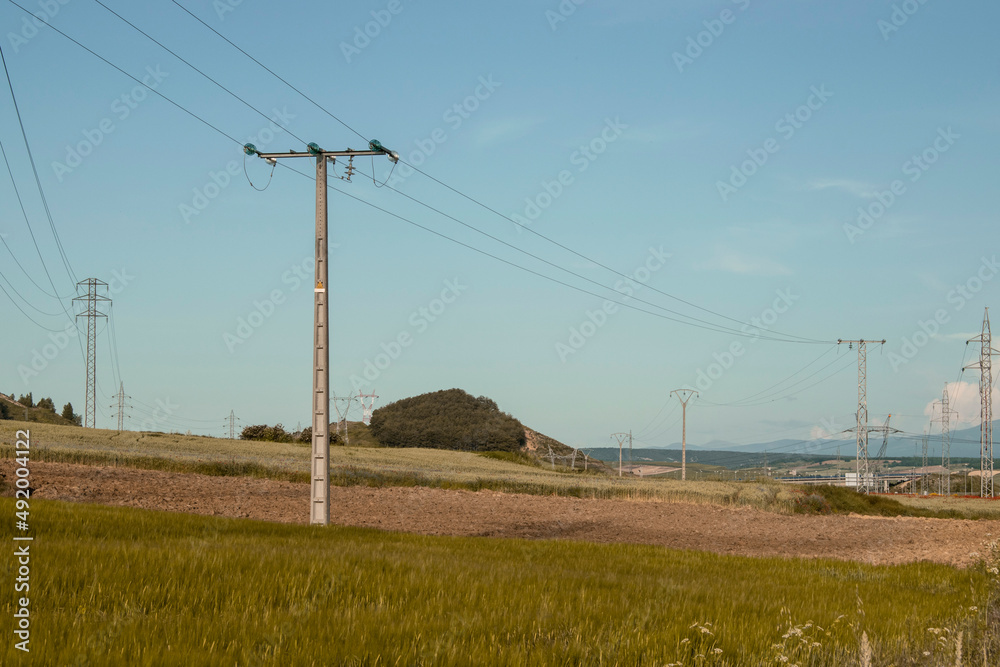 Paisajes de campos de trigo con tendido eléctrico. Paisajes de campos de trigo con tendido eléctrico.