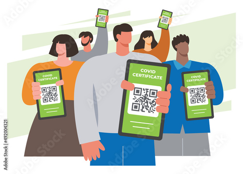 A digital COVID certificate flat vector illustration