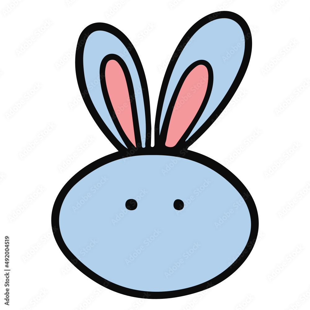 Obraz premium easter bunny face hand drawn doodle flat color design