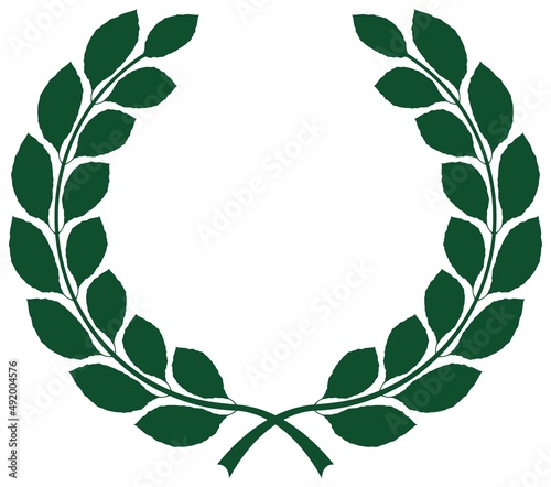 Lorbeerkranz Vektor mit gezackten Blättern in Blatt grün auf einem weißen isolierten Hintergrund.