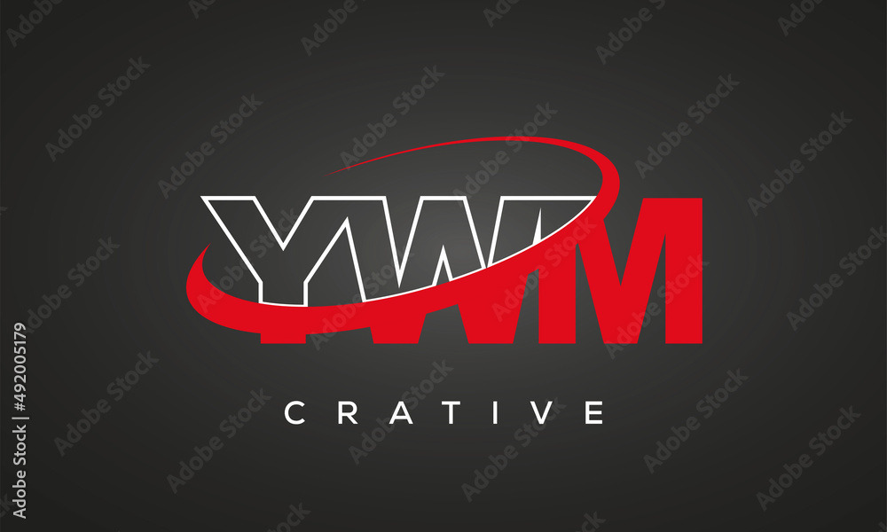 YWM creative letters logo with 360 symbol vector art template design YWM creative letters logo with 360 symbol vector art template design