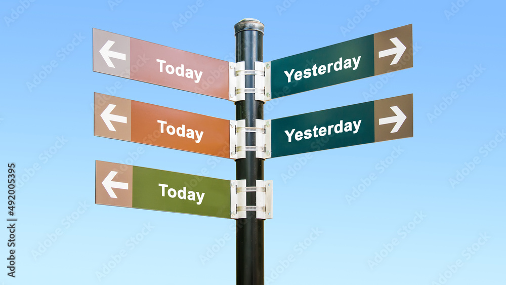 Obraz premium Wall Sign Today versus Yesterday