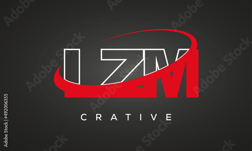 LZM creative letters logo with 360 symbol vector art template design	 photo