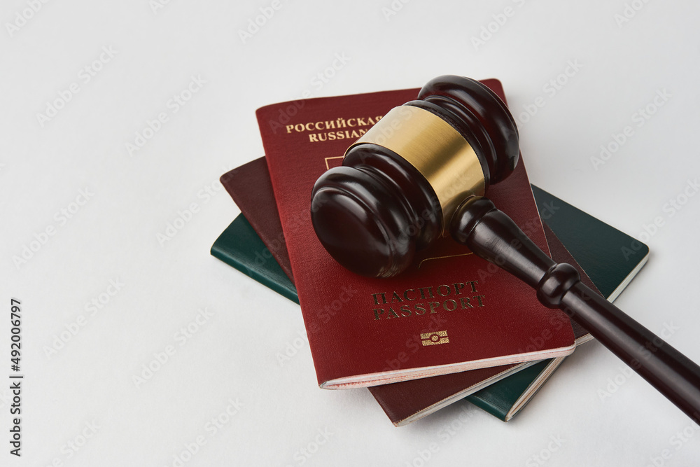 Russian Federation passport and judge gavel
