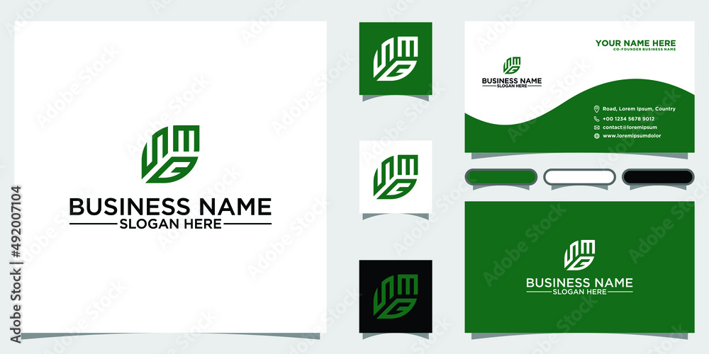 Letter S M C monogram business logo design with business card template ...