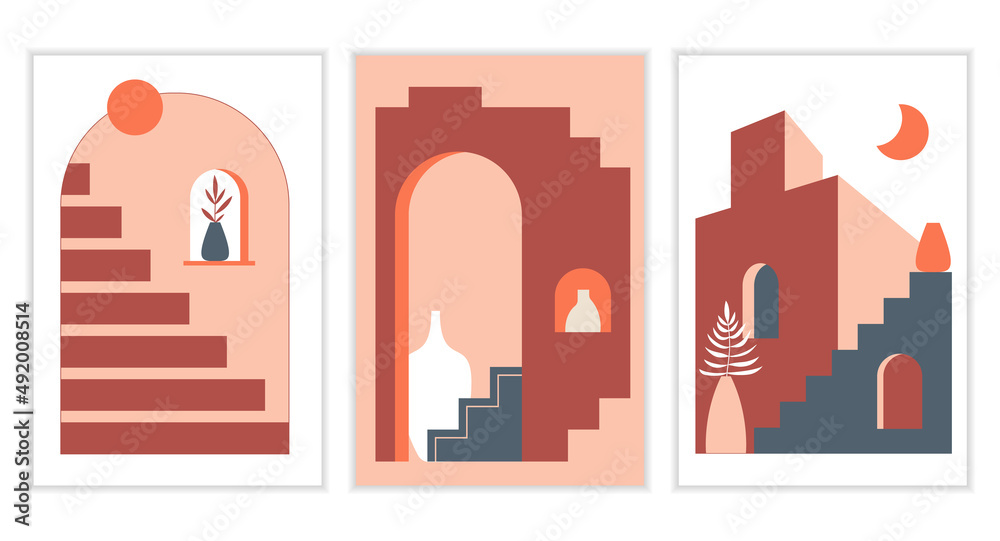 Abstract stairs poster set. Abstract stairs poster set.
