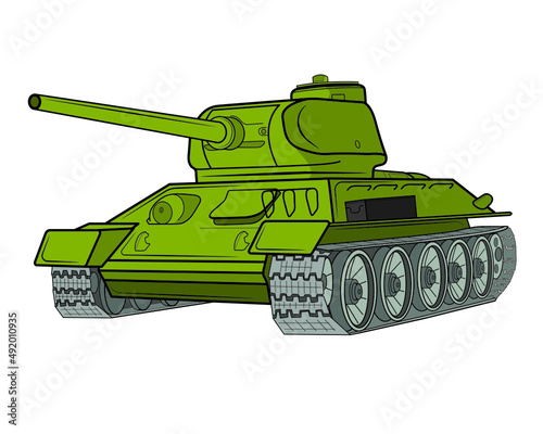 Realistic military tank isolated on white background. Vector illustration.