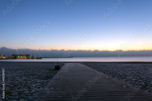 Terrace leading to the beach at sunrise © Dawid