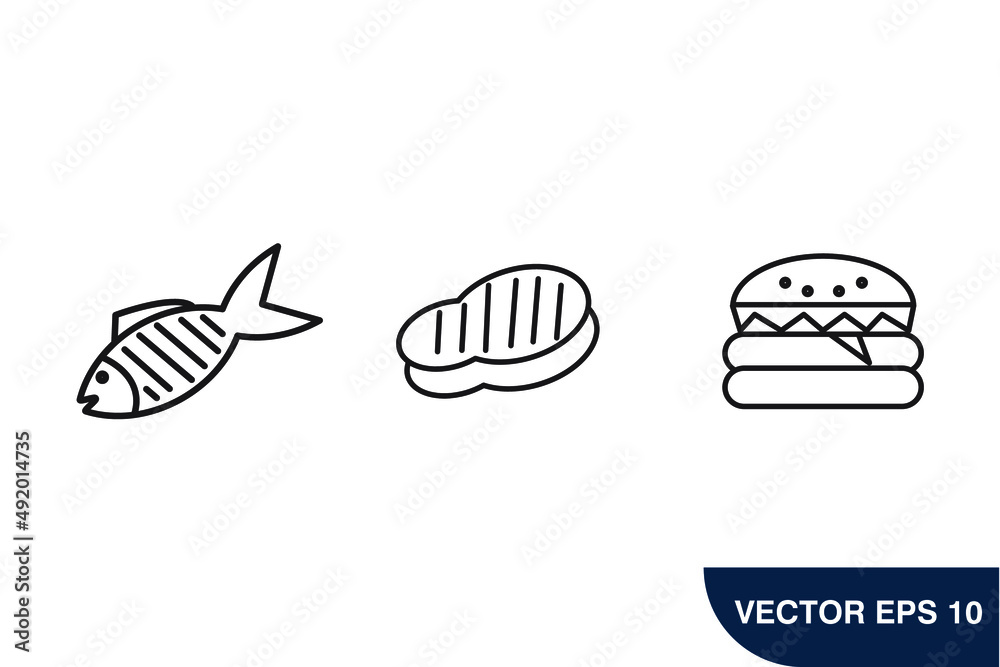 Meat and sausage icons  symbol vector elements for infographic web