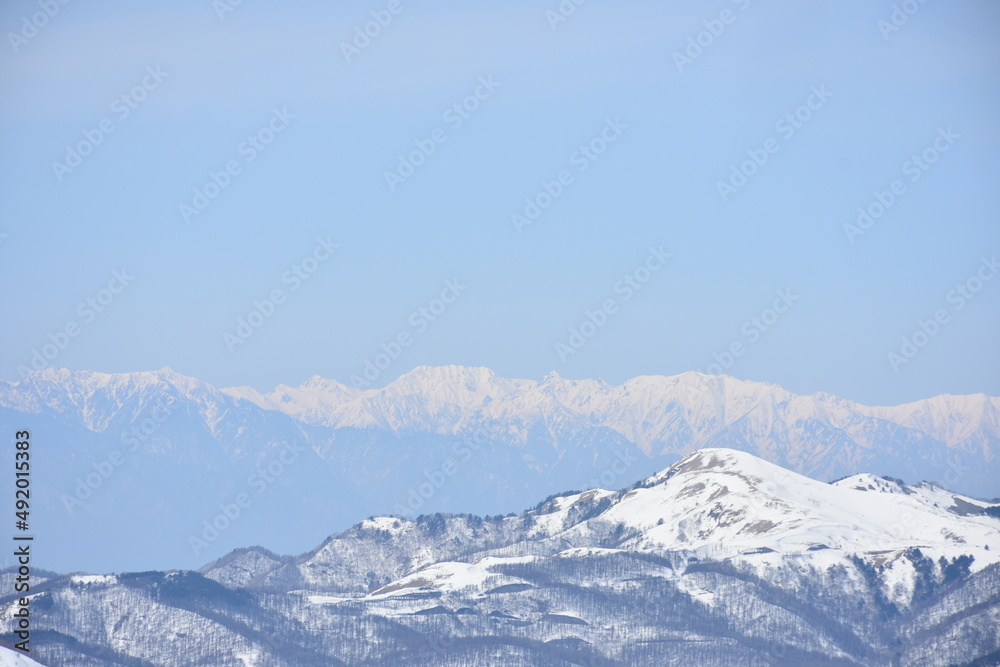 Snowy mountain seen from Kurayama Plateau