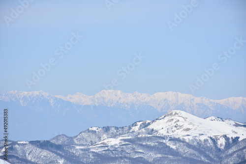 Snowy mountain seen from Kurayama Plateau
