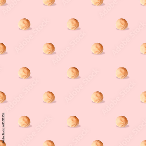 mousse cake on pink background, seamless pattern