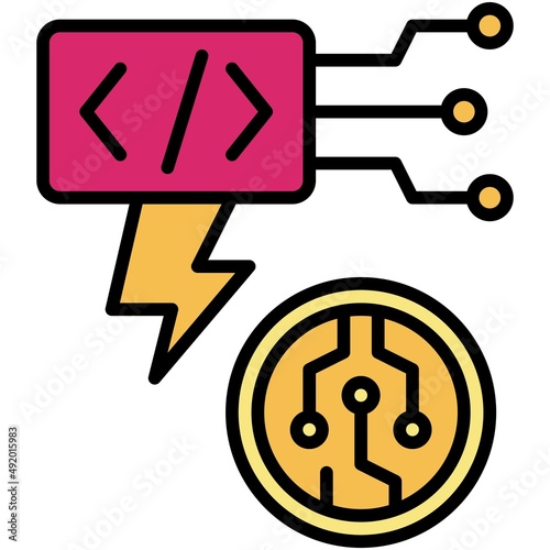 Flash loan attack icon, DeFi related vector illustration