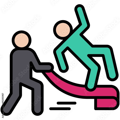 Rug pull icon, DeFi related vector illustration