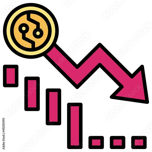 Drop in value icon, DeFi related vector illustration