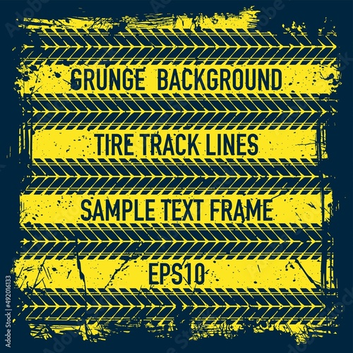 Grunge text tire track background