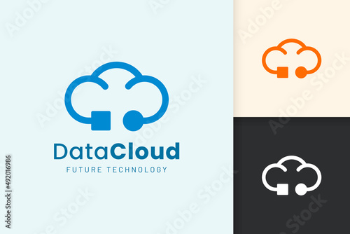 Cloud or Data Logo in modern style with blue color