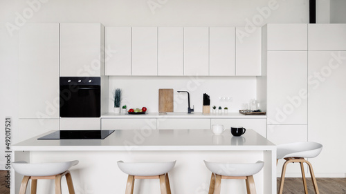 Luxury kitchen interior design in white tones © brizmaker