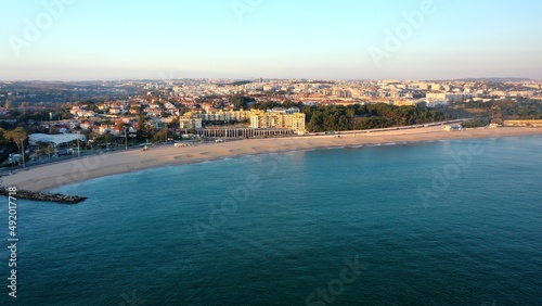 beautiful bay in Santo Amaro de Oeiras at huge sunset