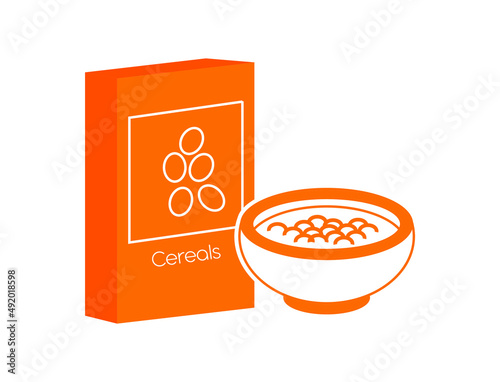 cereals box and cereals on a bowl icon, logo vector illustration 
