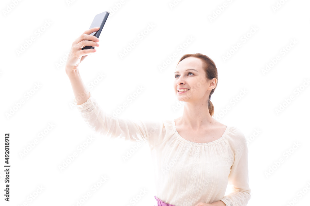 セルフィーを撮影する若い女性 セルフィーを撮影する若い女性
