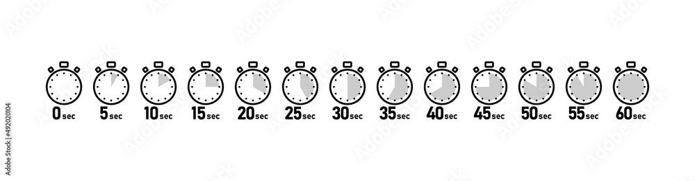 5秒刻みのストップウォッチのベクターイラストアイコンセット Stock Vector Adobe Stock